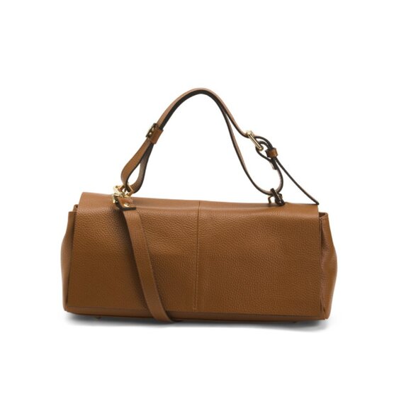 LA VIA Cuoio Made In Italy Leather Flap Top Handle Bag